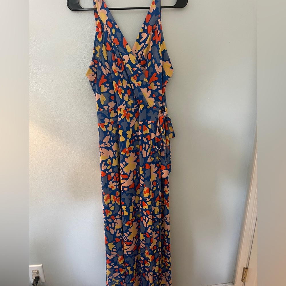 Floral Maxi Dress in Blue and Orange